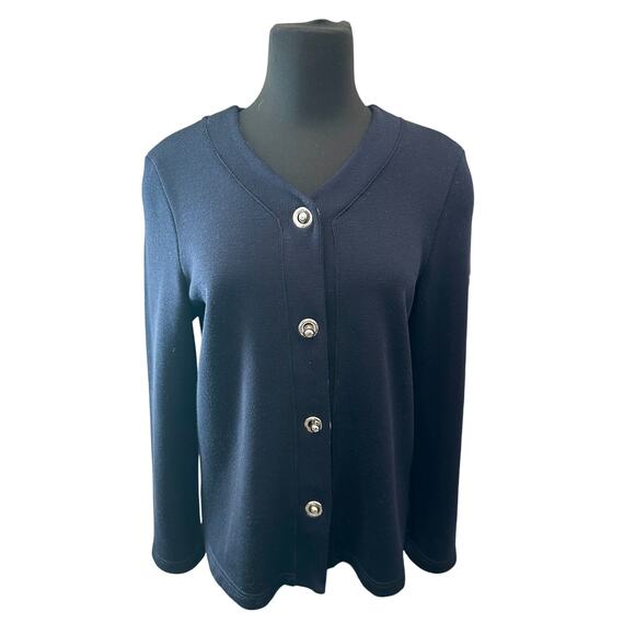 SAINT JAMES L’Atelier Navy Wool Cotton Cardigan Jacket France | Size Small - Picture 2 of 9
